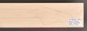 ROCK MAPLE guitar neck blank, 28 mm