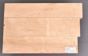 ALDER guitar 3-pc body blank, 45 mm