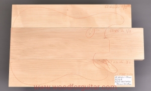 ALDER guitar 3-pc body blank, 44 mm