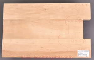 ALDER guitar 3-pc body blank, 44 mm