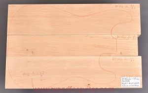 ALDER guitar 3-pc body blank, 45 mm